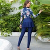 image:imageIDOPIP Muslim Burkini Swimsuits for Women Islamic Modest Swimwear Long Sleeve Swimdress Pants Hijab Full Cover Bathing SuitNavy Blue
