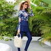 image:imageIDOPIP Muslim Burkini Swimsuits for Women Islamic Modest Swimwear Long Sleeve Swimdress Pants Hijab Full Cover Bathing SuitNavy Blue