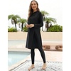 image:imageIDOPIP Muslim Burkini Swimsuits for Women Modest Swimsuit Islamic Arabic Swimwear Full Coverage Hijab Top Pants Bathing SuitsBlack