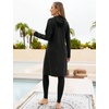 image:imageIDOPIP Muslim Burkini Swimsuits for Women Modest Swimsuit Islamic Arabic Swimwear Full Coverage Hijab Top Pants Bathing SuitsBlack