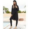 image:imageIDOPIP Muslim Burkini Swimsuits for Women Modest Swimsuit Islamic Arabic Swimwear Full Coverage Hijab Top Pants Bathing SuitsBlack