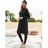 image:imageIDOPIP Muslim Burkini Swimsuits for Women Modest Swimsuit Islamic Arabic Swimwear Full Coverage Hijab Top Pants Bathing SuitsBlack