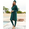 image:imageIDOPIP Muslim Burkini Swimsuits for Women Modest Swimsuit Islamic Arabic Swimwear Full Coverage Hijab Top Pants Bathing SuitsGreen