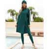 image:imageIDOPIP Muslim Burkini Swimsuits for Women Modest Swimsuit Islamic Arabic Swimwear Full Coverage Hijab Top Pants Bathing SuitsGreen