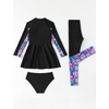 image:imageIDOPIP Muslim Swimsuits for Girls Kids Islamic Swimwear Burkini Full Long Sleeve Rash Guard Top Pants Modest Bathing Suit SetBlack 3pcs