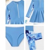 image:imageIDOPIP Muslim Swimsuits for Girls Kids Islamic Swimwear Burkini Full Long Sleeve Rash Guard Top Pants Modest Bathing Suit SetBlue 3pcs