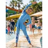 image:imageIDOPIP Muslim Swimsuits for Girls Kids Islamic Swimwear Burkini Full Long Sleeve Rash Guard Top Pants Modest Bathing Suit SetBlue 3pcs
