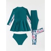 image:imageIDOPIP Muslim Swimsuits for Girls Kids Islamic Swimwear Burkini Full Long Sleeve Rash Guard Top Pants Modest Bathing Suit SetGreen 3pcs
