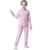 image:imageIDOPIP Muslim Swimsuits for Girls Kids Modest Swimsuit Islamic Burkini Full Cover Hijab Top Pants Cap Bathing SuitPink  Gray
