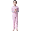 image:imageIDOPIP Muslim Swimsuits for Girls Kids Modest Swimsuit Islamic Burkini Full Cover Hijab Top Pants Cap Bathing SuitPink  Gray