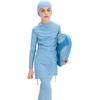 image:imageIDOPIP Muslim Swimsuits for Girls Modest Swimwear Burkini Full Cover Rash Guard Top Pants Set with Hijab Islamic Bathing SuitBlue