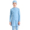 image:imageIDOPIP Muslim Swimsuits for Girls Modest Swimwear Burkini Full Cover Rash Guard Top Pants Set with Hijab Islamic Bathing SuitBlue