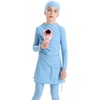 image:imageIDOPIP Muslim Swimsuits for Girls Modest Swimwear Burkini Full Cover Rash Guard Top Pants Set with Hijab Islamic Bathing SuitBlue