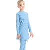 image:imageIDOPIP Muslim Swimsuits for Girls Modest Swimwear Burkini Full Cover Rash Guard Top Pants Set with Hijab Islamic Bathing SuitBlue