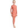 image:imageIDOPIP Muslim Swimsuits for Girls Modest Swimwear Burkini Full Cover Rash Guard Top Pants Set with Hijab Islamic Bathing SuitCoral Orange