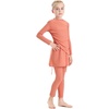 image:imageIDOPIP Muslim Swimsuits for Girls Modest Swimwear Burkini Full Cover Rash Guard Top Pants Set with Hijab Islamic Bathing SuitCoral Orange