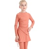 image:imageIDOPIP Muslim Swimsuits for Girls Modest Swimwear Burkini Full Cover Rash Guard Top Pants Set with Hijab Islamic Bathing SuitCoral Orange