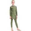 image:imageIDOPIP Muslim Swimsuits for Girls Modest Swimwear Burkini Full Cover Rash Guard Top Pants Set with Hijab Islamic Bathing SuitGreen