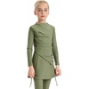 image:imageIDOPIP Muslim Swimsuits for Girls Modest Swimwear Burkini Full Cover Rash Guard Top Pants Set with Hijab Islamic Bathing SuitGreen