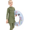 image:imageIDOPIP Muslim Swimsuits for Girls Modest Swimwear Burkini Full Cover Rash Guard Top Pants Set with Hijab Islamic Bathing SuitGreen