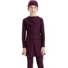 image:imageIDOPIP Muslim Swimsuits for Girls Modest Swimwear Burkini Full Cover Rash Guard Top Pants Set with Hijab Islamic Bathing SuitPlum Purple