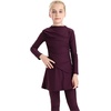 image:imageIDOPIP Muslim Swimsuits for Girls Modest Swimwear Burkini Full Cover Rash Guard Top Pants Set with Hijab Islamic Bathing SuitPlum Purple