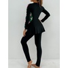 image:imageIDOPIP Muslim Swimsuits for Women Modest Burkini Islamic Arabic Swimwear Full Cover Long Sleeve Rash Guard Pants Bathing SuitBlack  Green Leaves