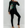 image:imageIDOPIP Muslim Swimsuits for Women Modest Burkini Islamic Arabic Swimwear Full Cover Long Sleeve Rash Guard Pants Bathing SuitBlack  Green Leaves
