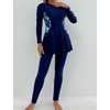 image:imageIDOPIP Muslim Swimsuits for Women Modest Burkini Islamic Arabic Swimwear Full Cover Long Sleeve Rash Guard Pants Bathing SuitNavy Blue