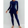 image:imageIDOPIP Muslim Swimsuits for Women Modest Burkini Islamic Arabic Swimwear Full Cover Long Sleeve Rash Guard Pants Bathing SuitNavy Blue