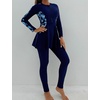 image:imageIDOPIP Muslim Swimsuits for Women Modest Burkini Islamic Arabic Swimwear Full Cover Long Sleeve Rash Guard Pants Bathing SuitNavy Blue
