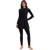 image:imageIDOPIP Muslim Swimsuits for Women Modest Burkini Swimsuit Islamic Arabic Swimwear Full Coverage Hijab Top Pants Bathing SuitsBlack
