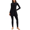 image:imageIDOPIP Muslim Swimsuits for Women Modest Burkini Swimsuit Islamic Arabic Swimwear Full Coverage Hijab Top Pants Bathing SuitsBlack
