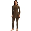 image:imageIDOPIP Muslim Swimsuits for Women Modest Burkini Swimsuit Islamic Arabic Swimwear Full Coverage Hijab Top Pants Bathing SuitsBrown
