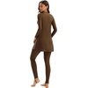 image:imageIDOPIP Muslim Swimsuits for Women Modest Burkini Swimsuit Islamic Arabic Swimwear Full Coverage Hijab Top Pants Bathing SuitsBrown