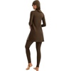 image:imageIDOPIP Muslim Swimsuits for Women Modest Burkini Swimsuit Islamic Arabic Swimwear Full Coverage Hijab Top Pants Bathing SuitsBrown