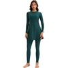 image:imageIDOPIP Muslim Swimsuits for Women Modest Burkini Swimsuit Islamic Arabic Swimwear Full Coverage Hijab Top Pants Bathing SuitsGreen