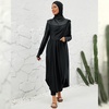 image:imageIDOPIP Muslim Swimsuits for Women with Hijab Islamic Burkini Swimwear Full Cover Long Sleeve Top Pants Dress Bathing SuitsBlack