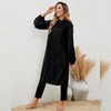 image:imageIDOPIP Muslim Swimsuits for Women with Hijab Islamic Burkini Swimwear Full Cover Long Sleeve Top Pants Dress Bathing SuitsBlack Puff Sleeves