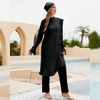 image:imageIDOPIP Muslim Swimsuits for Women with Hijab Islamic Burkini Swimwear Full Cover Long Sleeve Top Pants Dress Bathing SuitsBlack Ruffle