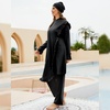image:imageIDOPIP Muslim Swimsuits for Women with Hijab Islamic Burkini Swimwear Full Cover Long Sleeve Top Pants Dress Bathing SuitsBlack Ruffle
