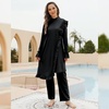 image:imageIDOPIP Muslim Swimsuits for Women with Hijab Islamic Burkini Swimwear Full Cover Long Sleeve Top Pants Dress Bathing SuitsBlack Ruffle