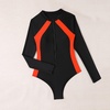 image:imageIDOPIP One Piece Swimsuit Women Bathing Suit Long Sleeve Rash Guard  Womens One Piece Swimsuit Tummy Control Zipper Modest Bathing Suit Surfing Swimwear One Piece Swimsuit Women AthleticBlack  Orange