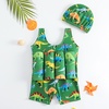 image:imageIDOPIP Toddler Boys Dinosaur Floatation Swimsuit Baby Float Suit Swim Vest with Buoyancy Floaties One Piece Bathing Suit 25TGreen Dinosaur