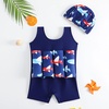 image:imageIDOPIP Toddler Boys Dinosaur Floatation Swimsuit Baby Float Suit Swim Vest with Buoyancy Floaties One Piece Bathing Suit 25TNavy Blue Airplane
