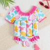 image:imageIDOPIP Toddler Floatation Swimsuit with Floaties Builtin Buoyancy Girls Boys Baby Float Suit One Piece Bathing Suit SwimwearPink Dinosaur