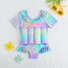 image:imageIDOPIP Toddler Floatation Swimsuit with Floaties Builtin Buoyancy Girls Boys Baby Float Suit One Piece Bathing Suit SwimwearRainbow Leopard