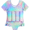 image:imageIDOPIP Toddler Floatation Swimsuit with Floaties Builtin Buoyancy Girls Boys Baby Float Suit One Piece Bathing Suit SwimwearRainbow Leopard