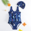 image:imageIDOPIP Toddler Girls Striped Floatation Swimsuit Baby Float Suit Swim Vest with Buoyancy Floaties One Piece Bathing Suit 48TNavy Blue Astronaut