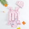 image:imageIDOPIP Toddler Girls Striped Floatation Swimsuit Baby Float Suit Swim Vest with Buoyancy Floaties One Piece Bathing Suit 48TPink Girl